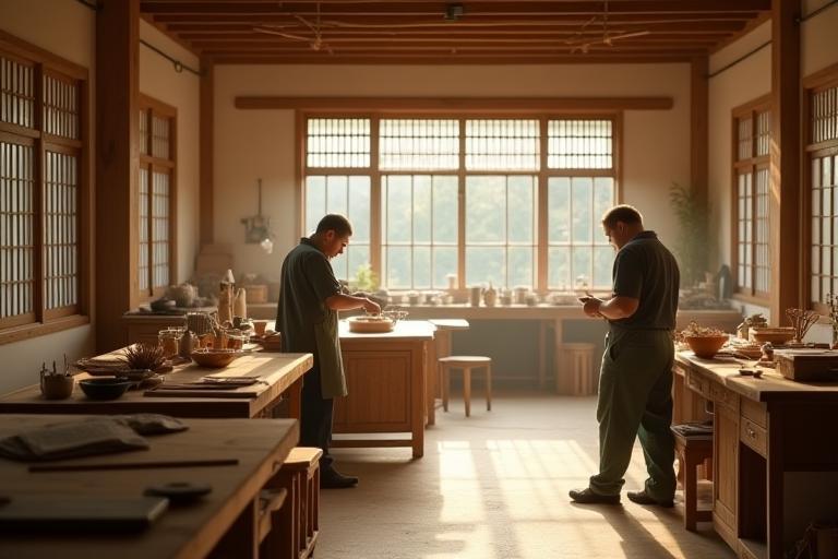 한옥 하모니 사무공간과 수공예 장인의 작업 모습